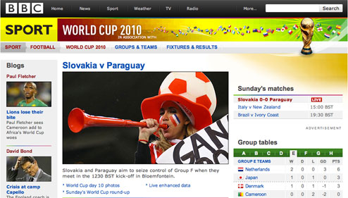 bbc sport and its vuvvuzela